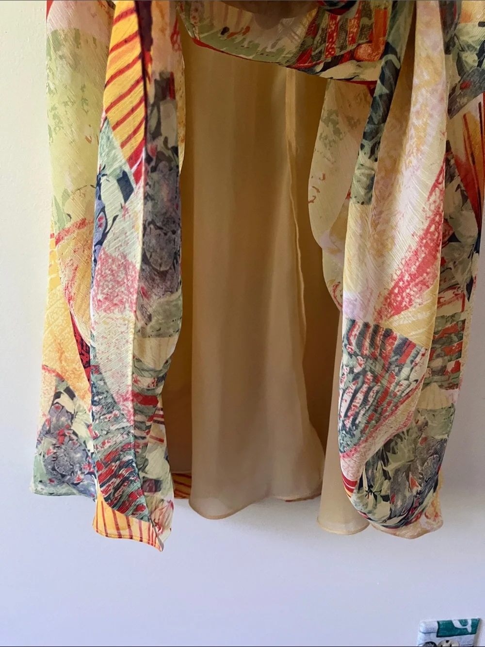 Bohemian Printed Maxi Skirt in Yellow and Orange w/ Japanese fans Size XS - Picture 5 of 7
